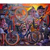 Works by - Tom Sanford "Wheelie Boys Ride Out" 2023 - Acrylic on canvas - 57,5 x 183 cm, 62 x 72 in