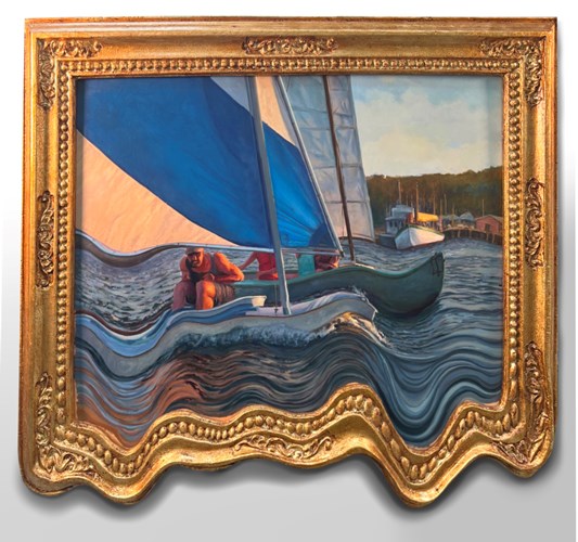 Ryan Davis - “Summer Sail” 2024 - Oil on panel with custom-made frame - 69,2 x 74 cm, 27,3 x 29,1 in