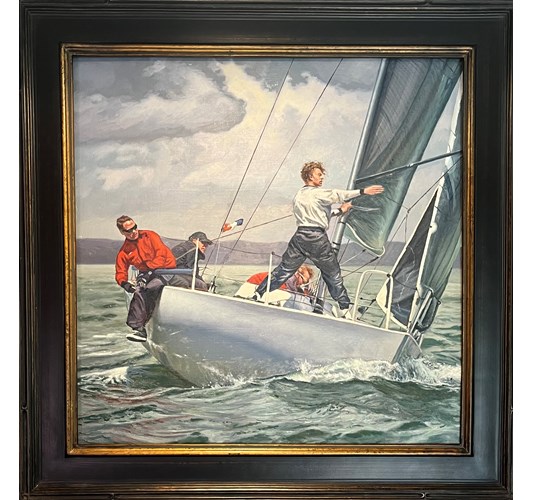 Ryan Davis - "The Storm of Ipswich Bay” 2024 - Oil on panel with custom made frame - 81 x 81 cm, 32 x 32 in