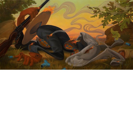 Zachary Lank - Spent Shells, 2025 - Oil on canvas - 56 x 106 cm, 22x 42 in