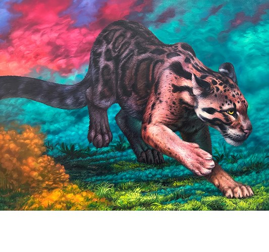 Angela Gram - ”Clouded Leopard” 2026, - Oil on linen, - 76 x 97 cm, 30 x 38 in