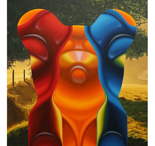 Landon Bailey Higgins - "Greener Grass" 2026, - oil on linen, - 107 x 102 cm, 42 x 40 in